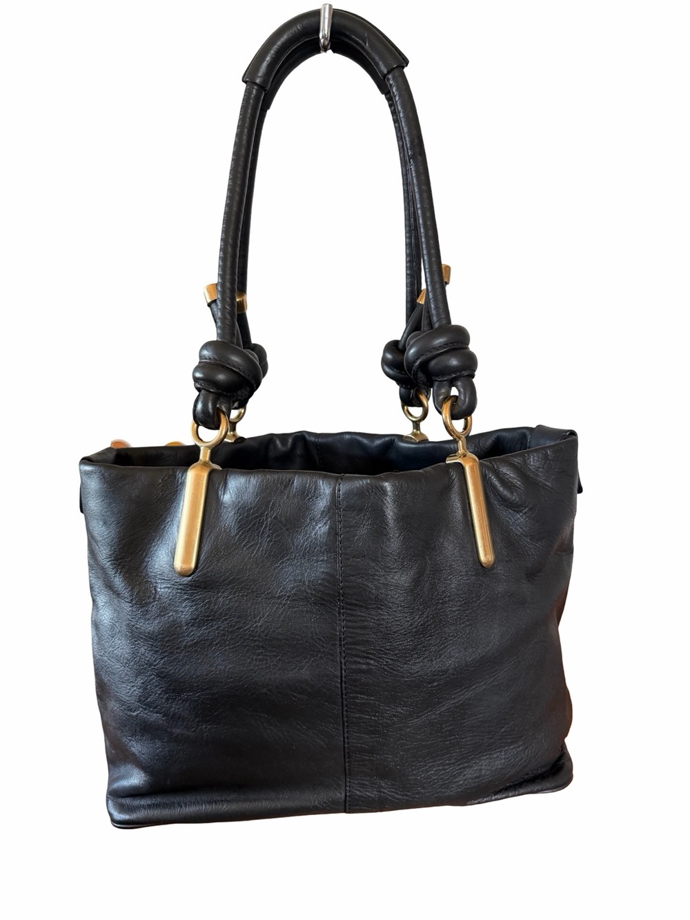 Chloe Black Leather Shoulder Bag with Gold Hardware